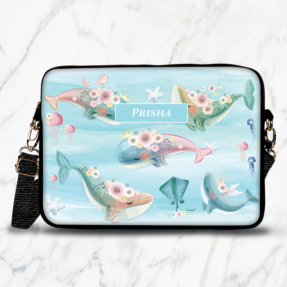 Floral Whales Kids Laptop Bag