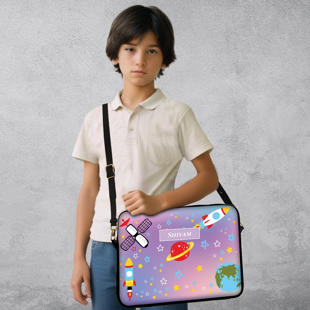 Space Satellites Kids Laptop Bag