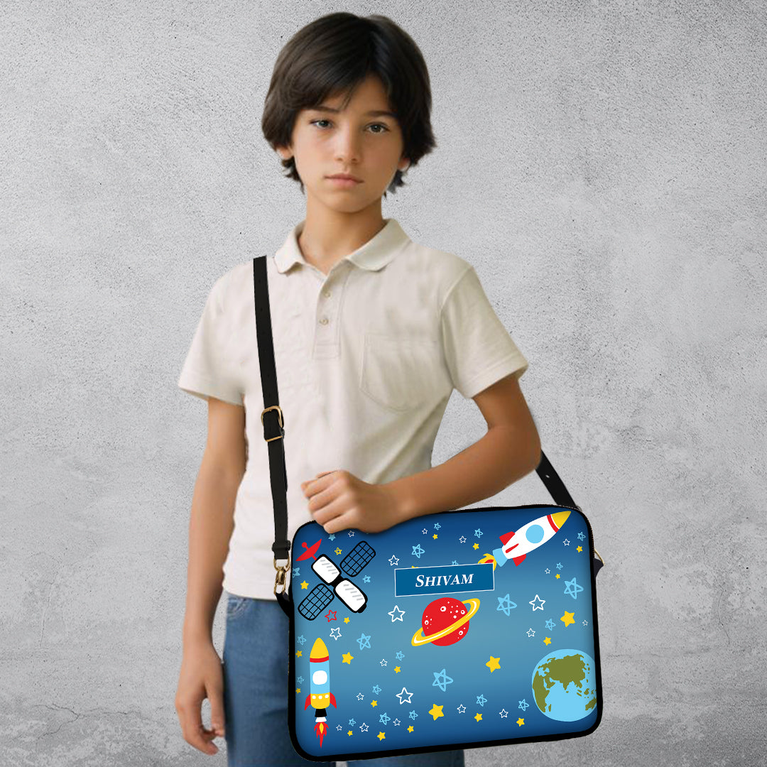 Space Satellites Kids Laptop Bag