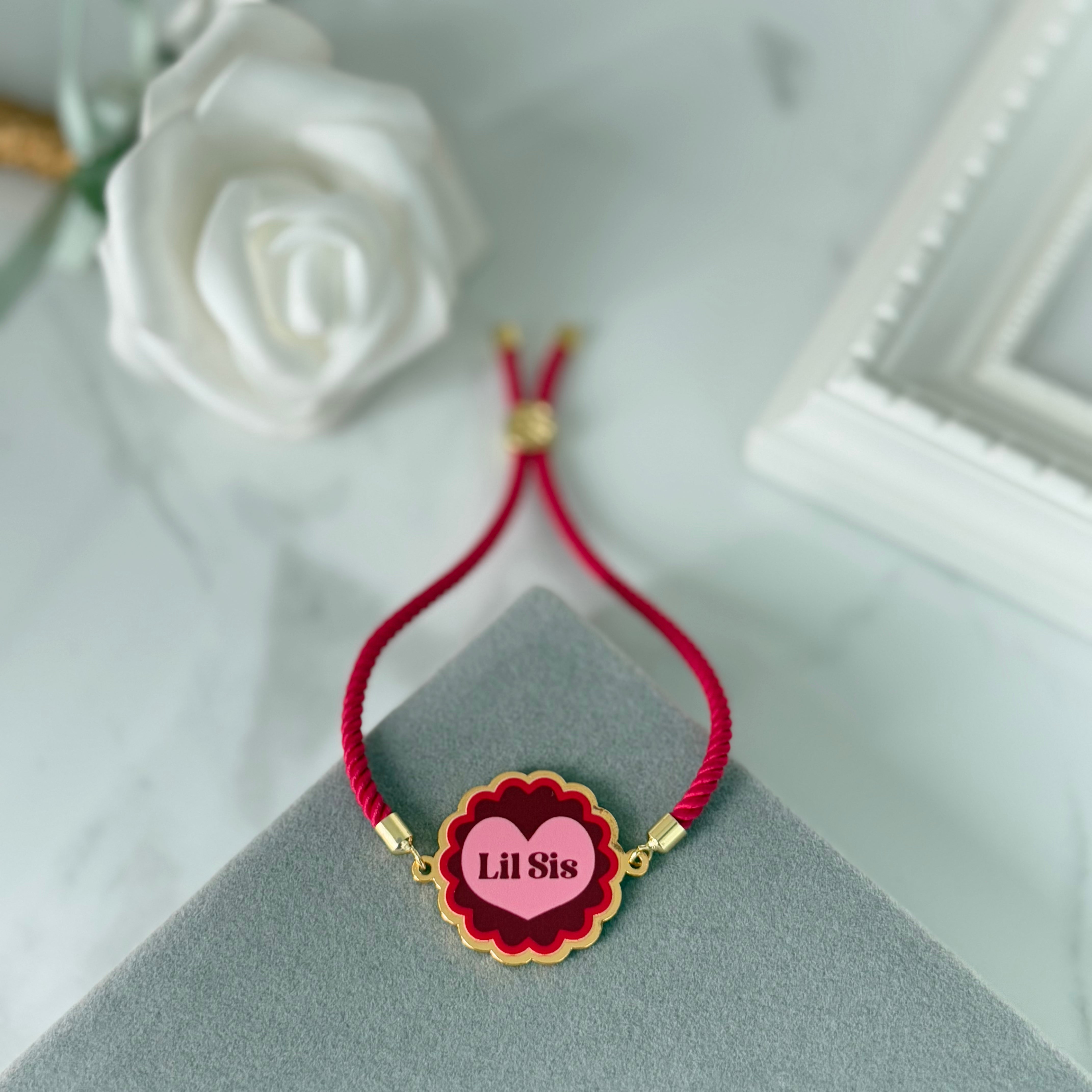 Lil Sis (Red) Metal Bracelet (Non Personalised)