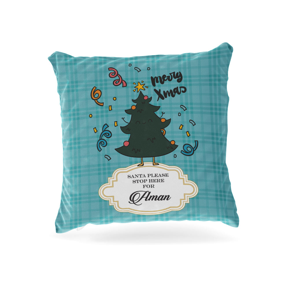 Merry X'mas Tree Christmas Cushion Cover