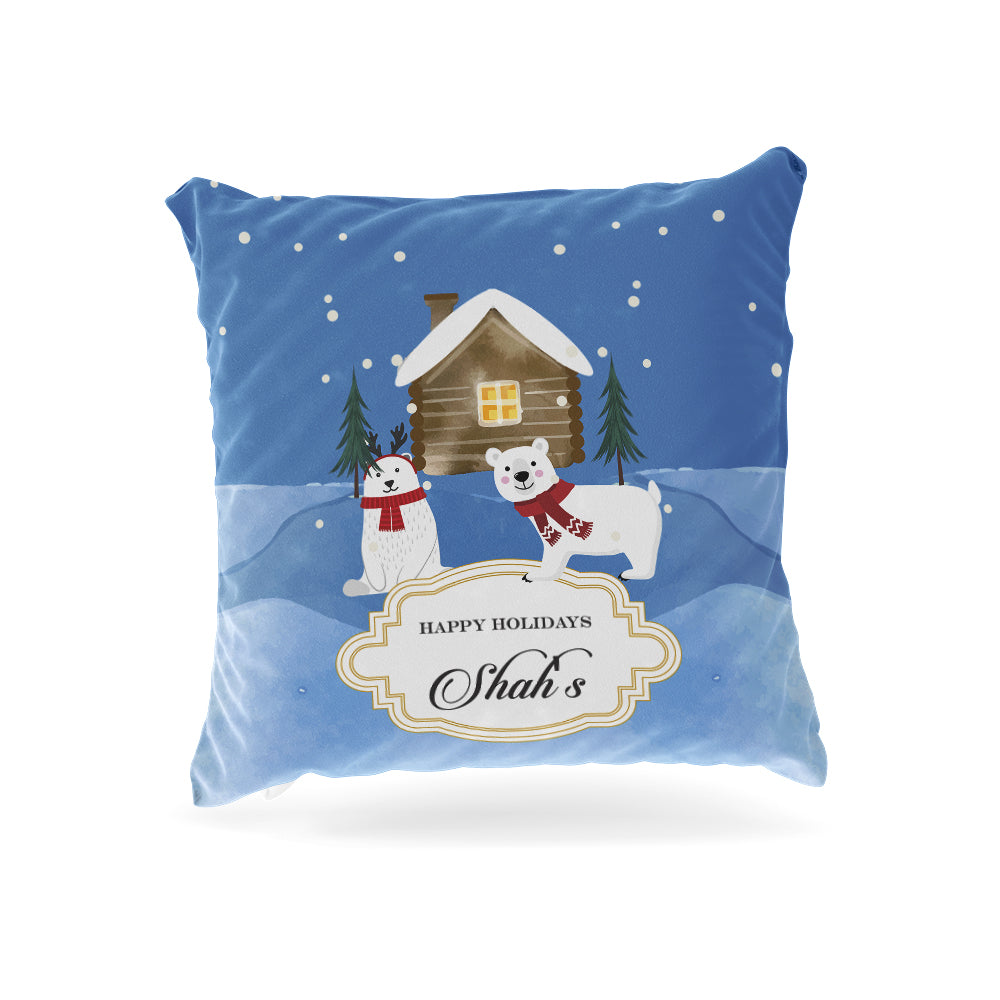 Polar Bears Cottage Christmas Cushion Cover