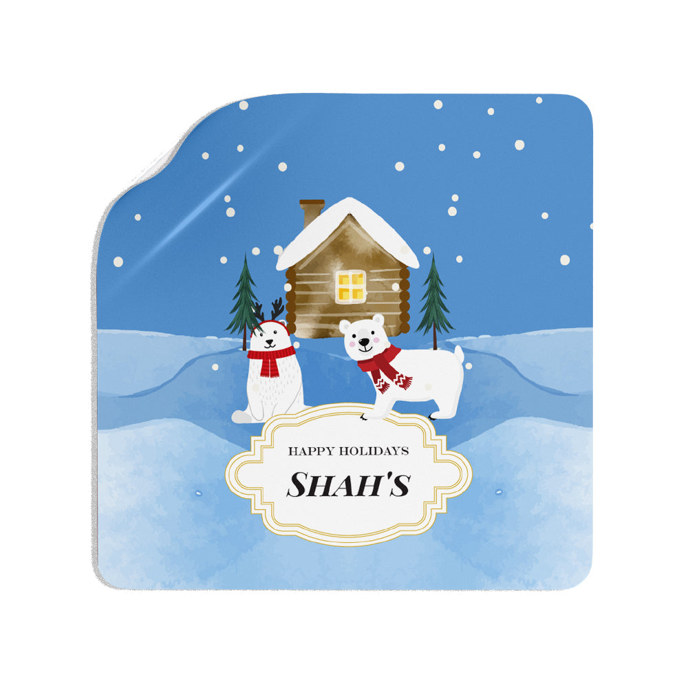 Polar Bears Cottage Christmas Gift Sticker (Set of 24)