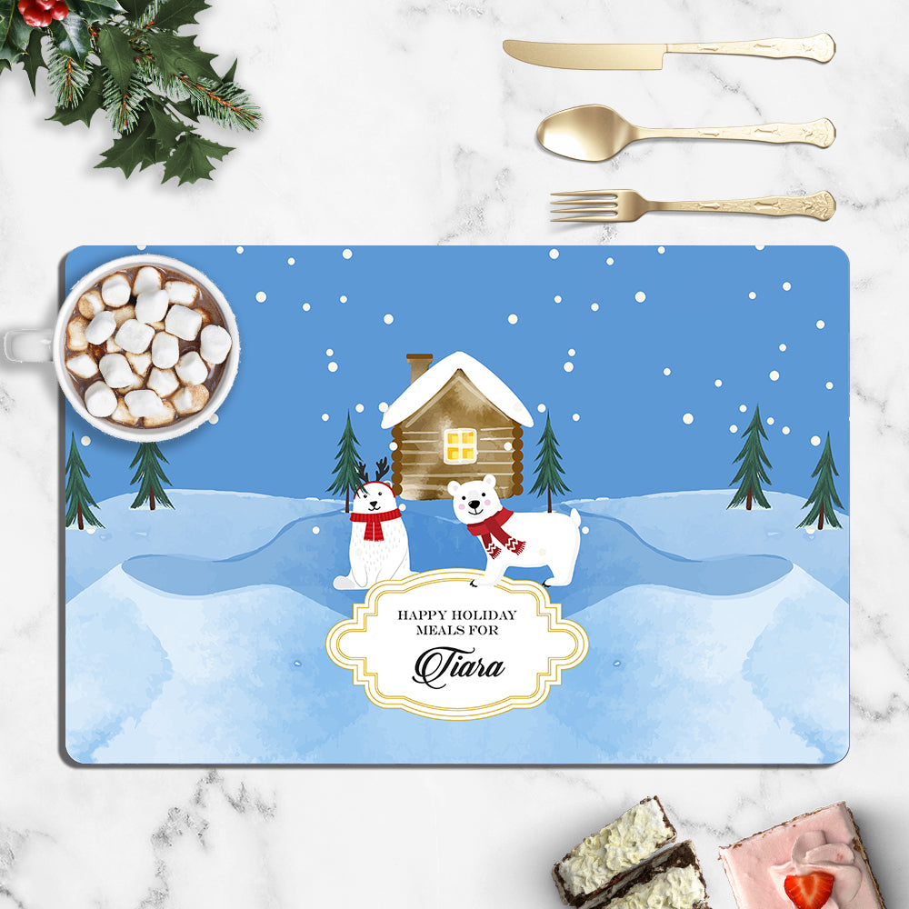 Polar Bears Cottage Christmas Tablemat