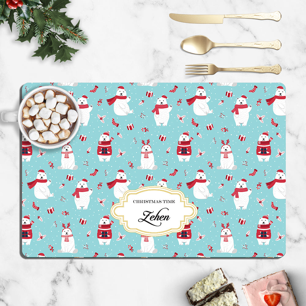 Merry Polar Bears Christmas Tablemat