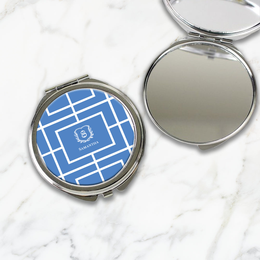 Nautical Grid Compact Mirror