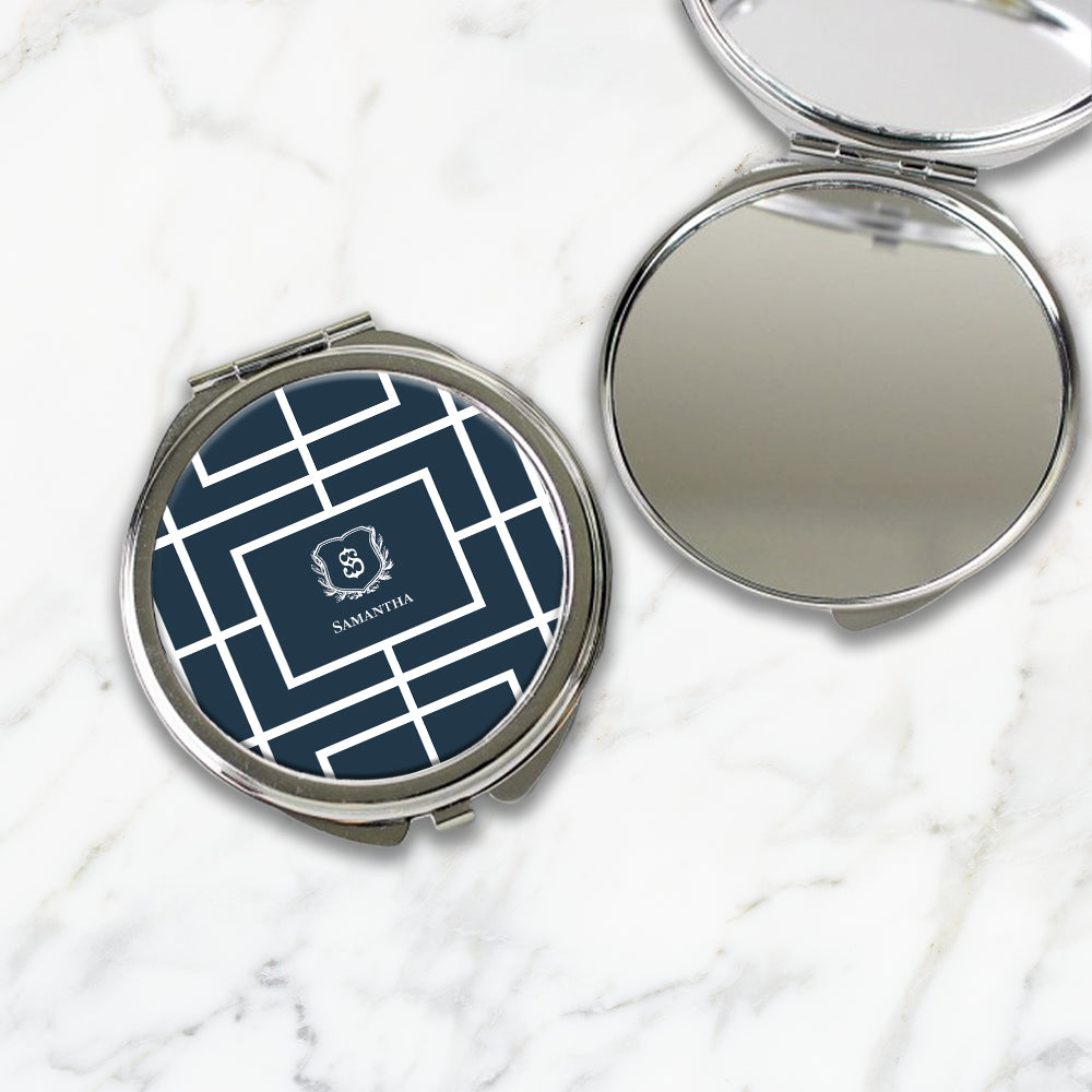 Nautical Grid Compact Mirror