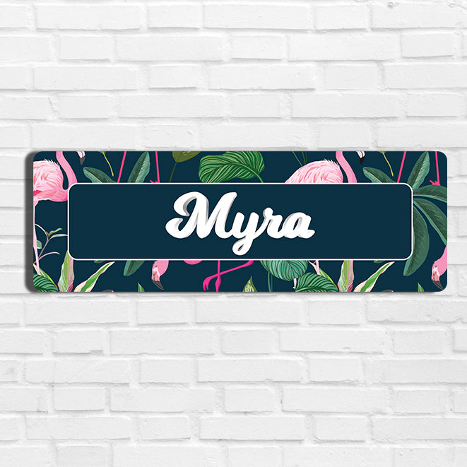 Flamingo Foliage Name Plate - Petite