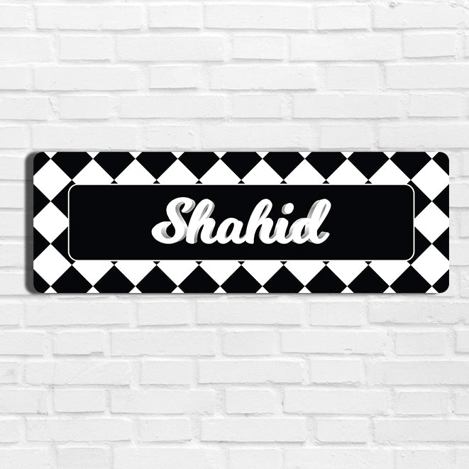 Checkered Name Plate - Petite