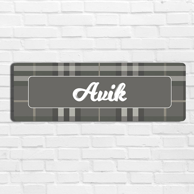 Plaid Name Plate - Petite