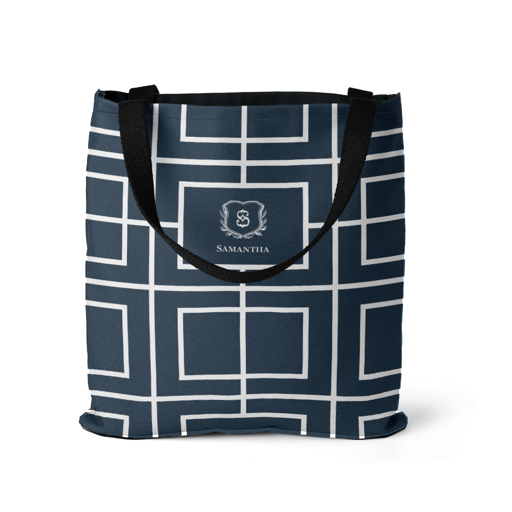 Nautical Grid Tote Bag