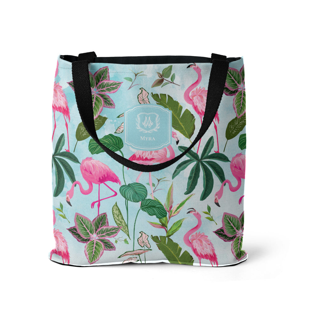 Flamingo Foliage Tote Bag