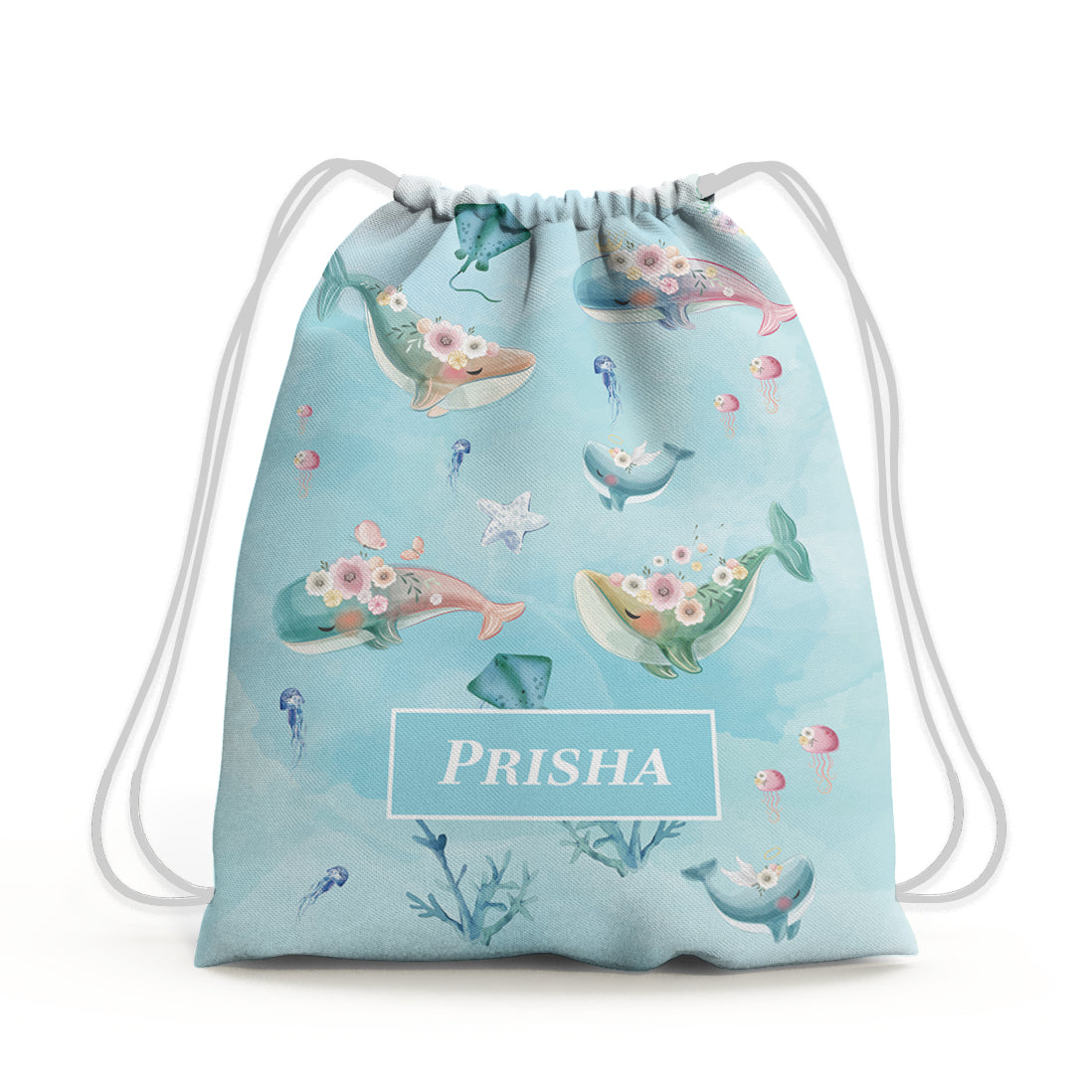 Floral Whales Drawstring Bag (kids)