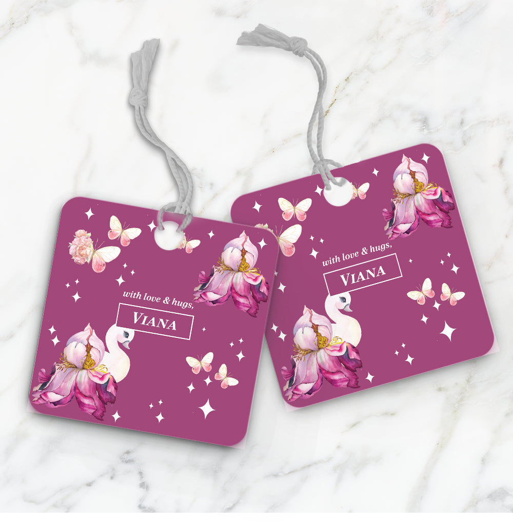 Butterfly Swan Blossom Gift Tag (kids)