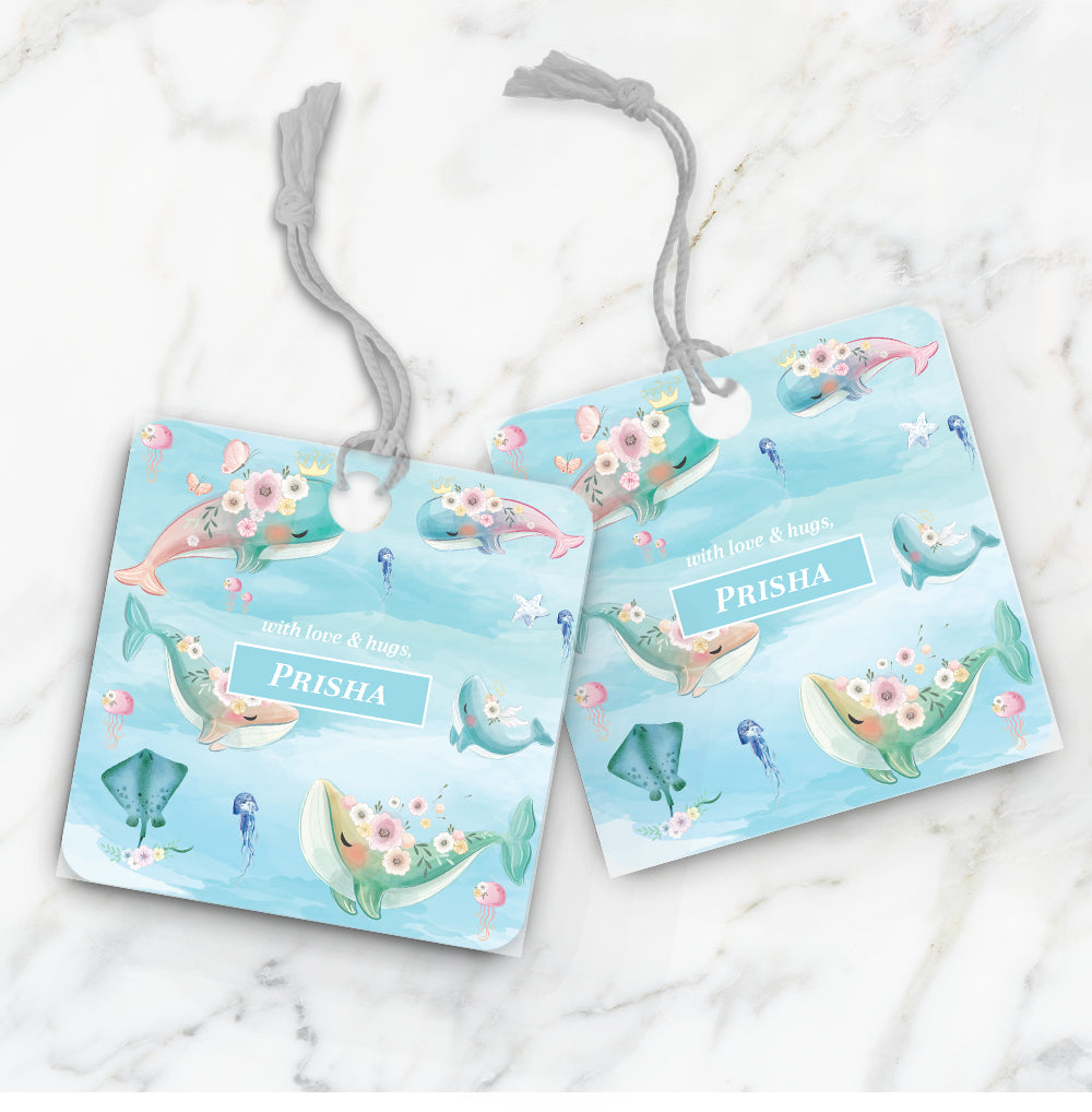 Floral Whales Gift Tag (kids)