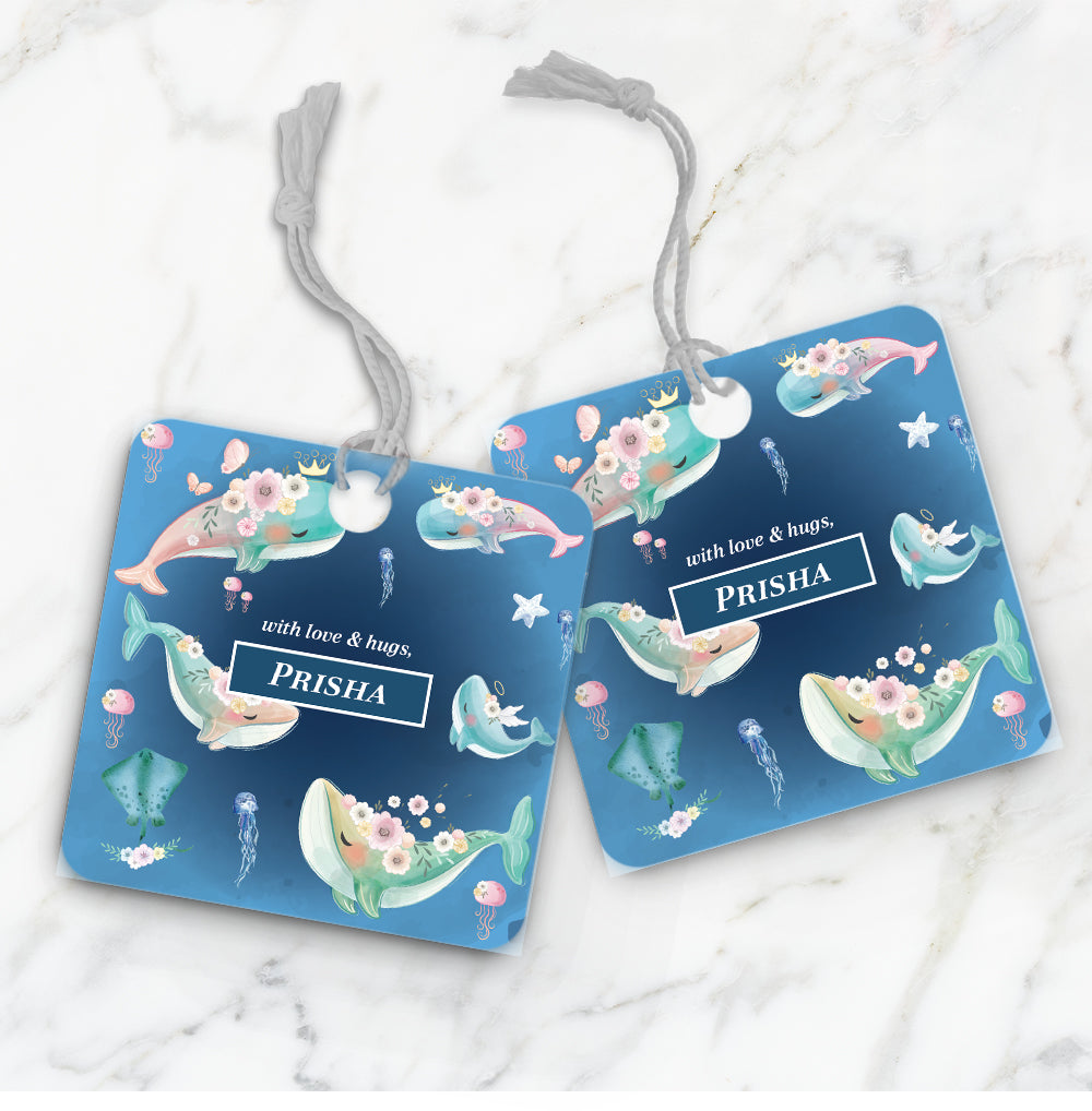 Floral Whales Gift Tag (kids)