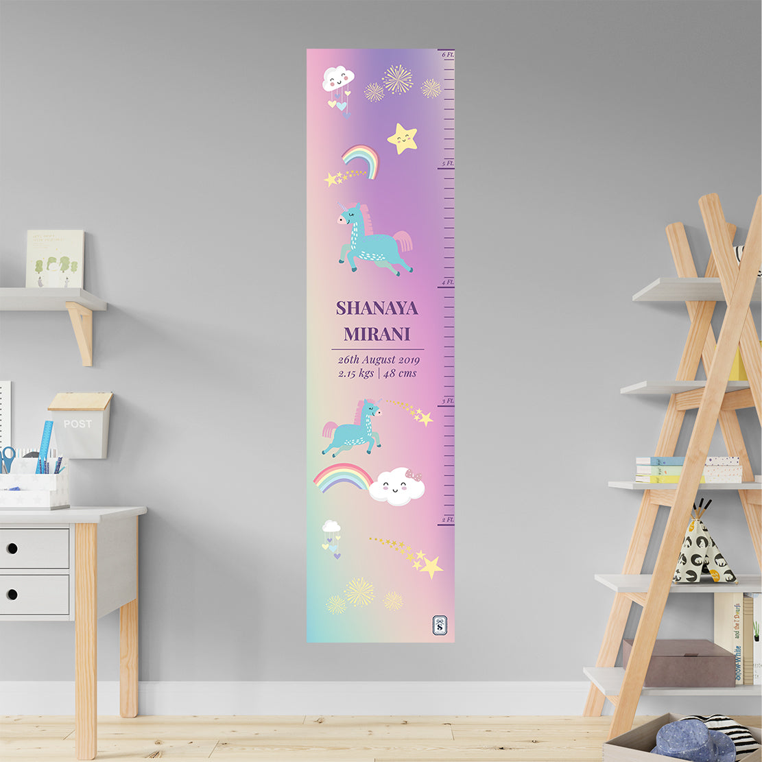 Unicorns & Rainbow Height Chart (kids)