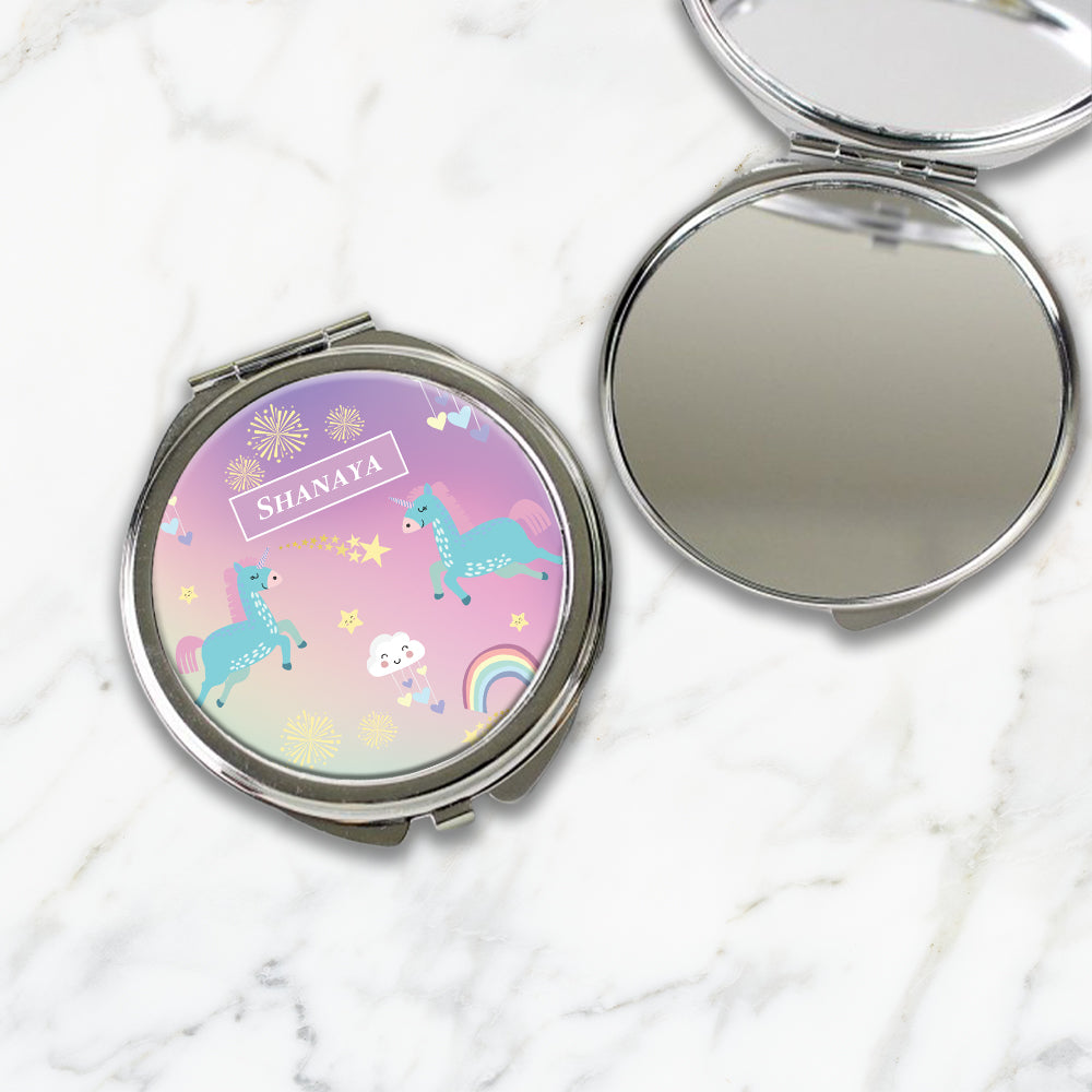 Unicorns & Rainbow Kids Compact Mirror