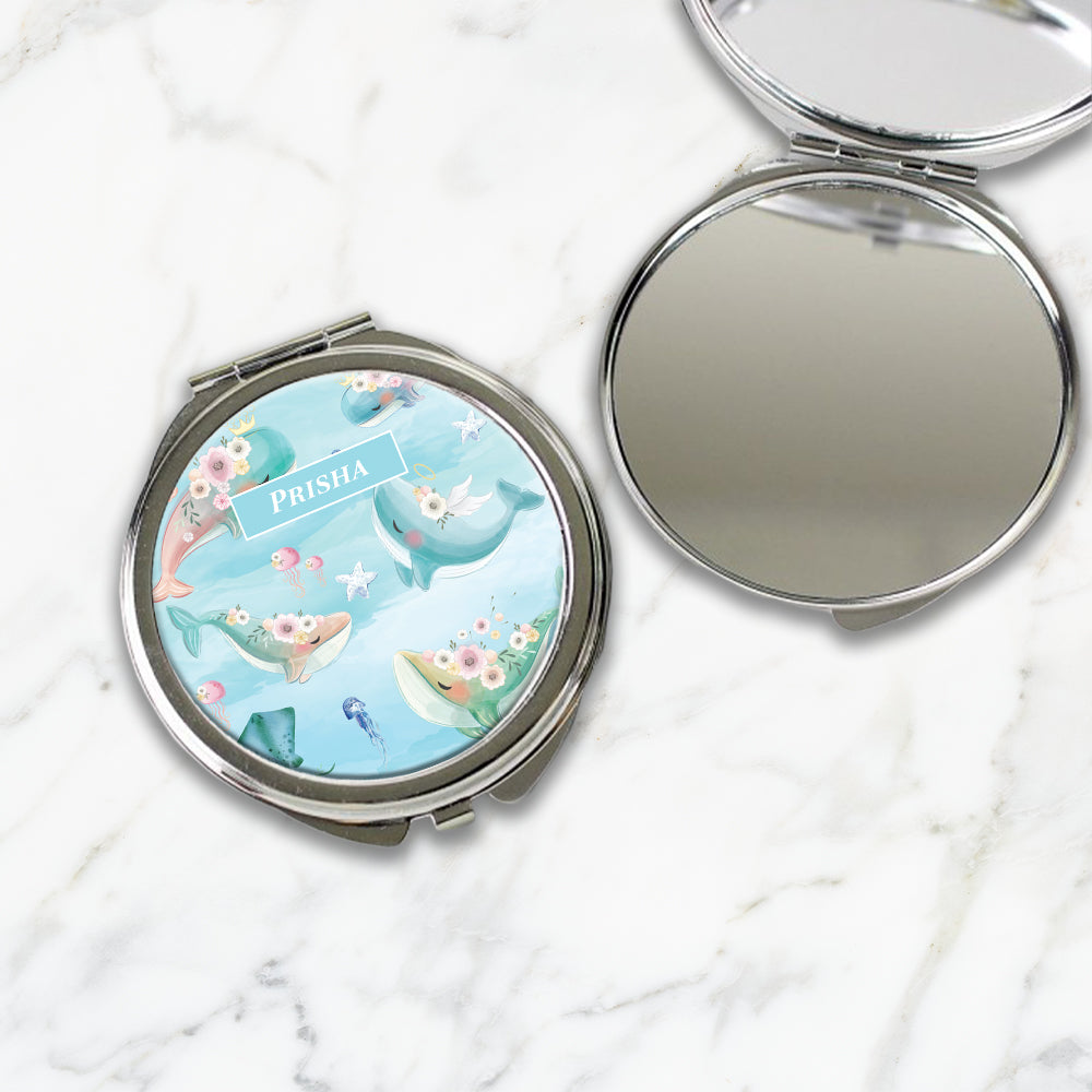 Floral Whales Kids Compact Mirror