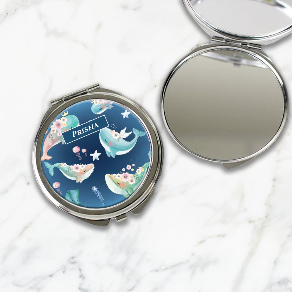 Floral Whales Kids Compact Mirror