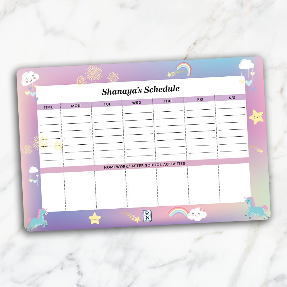 Unicorns & Rainbow Kids Schedule Planner