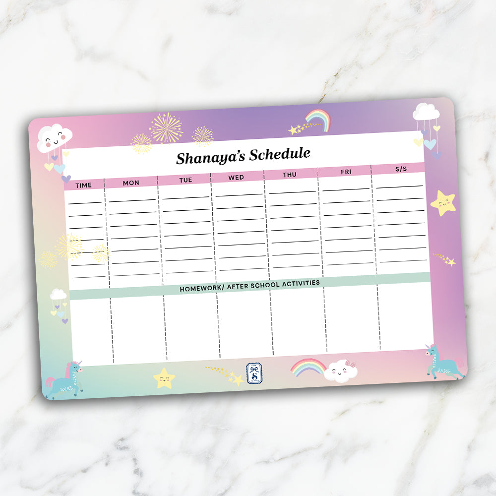 Unicorns & Rainbow Kids Schedule Planner