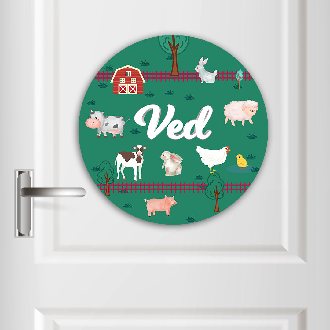 Farm Friends Name Plate (Round)