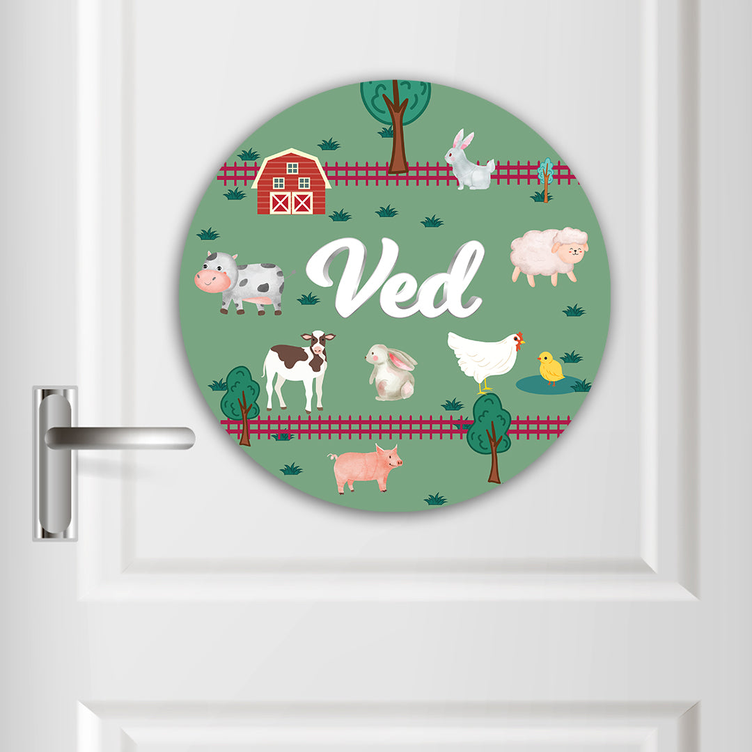 Farm Friends Name Plate (Round)