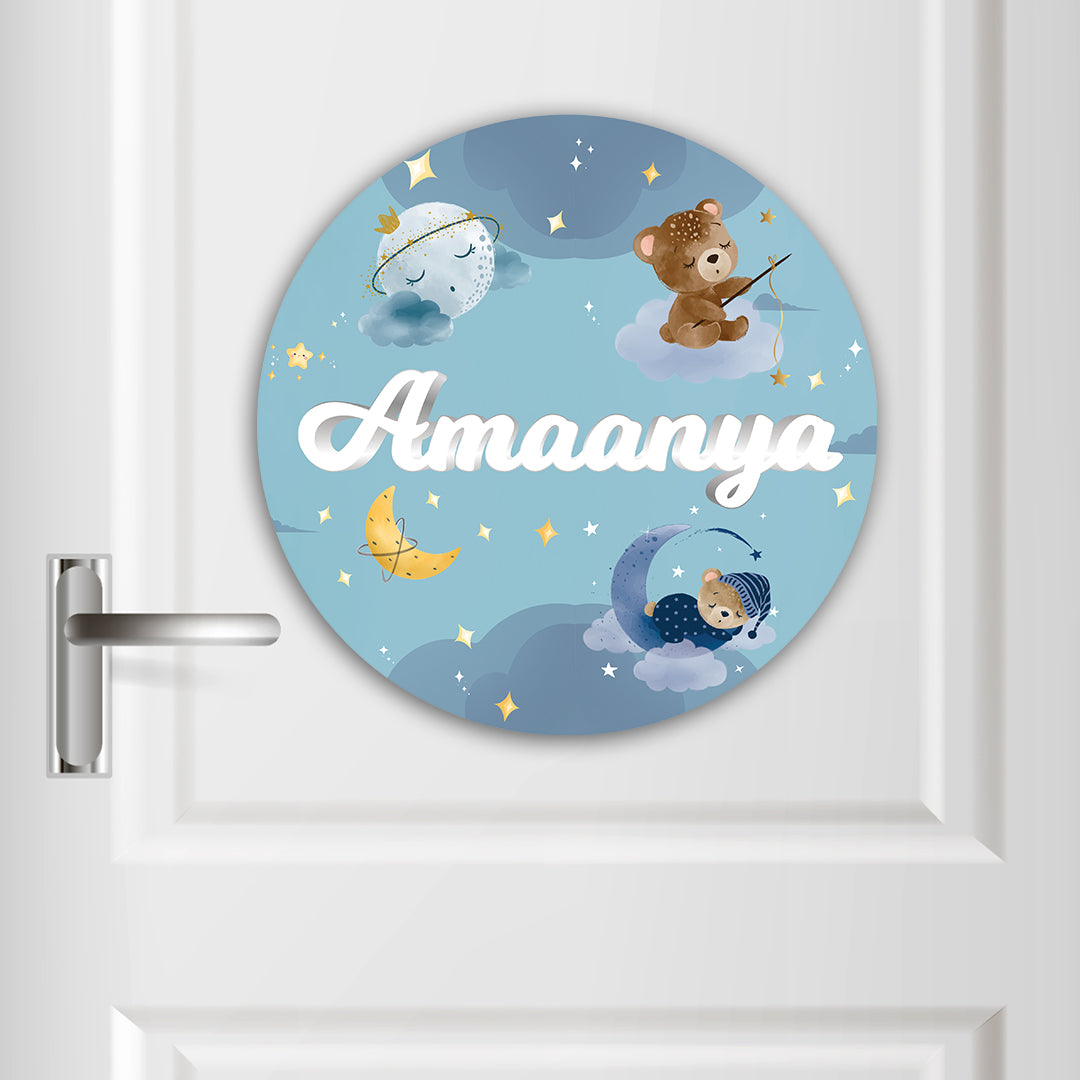 Moonlight Snuggles Name Plate (Round)