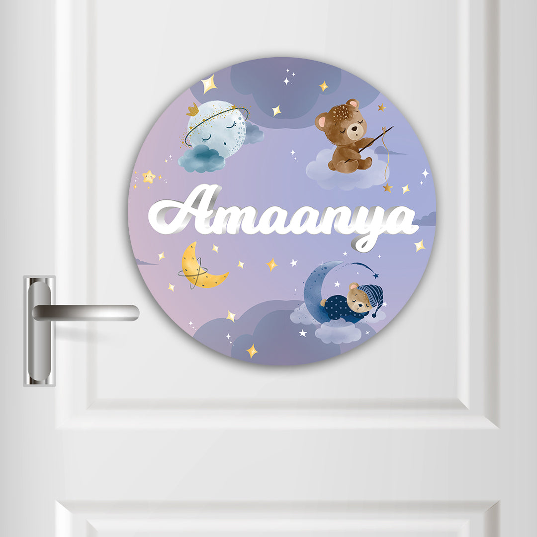 Moonlight Snuggles Name Plate (Round)