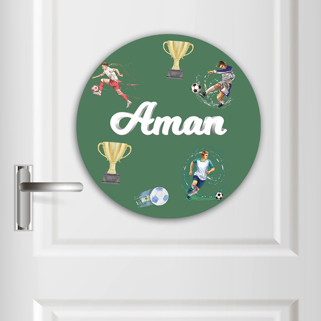 Football Fever Name Plate (Round)