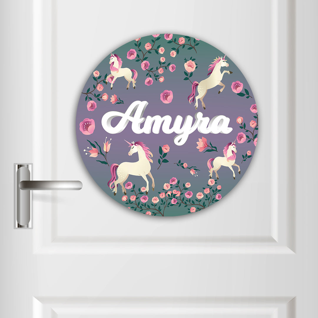 Unicorn Paradise Name Plate (Round)