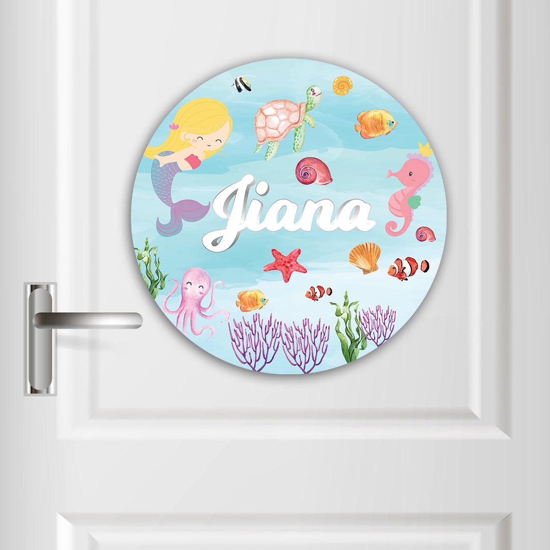 Lil Mermaid Name Plate (Round)