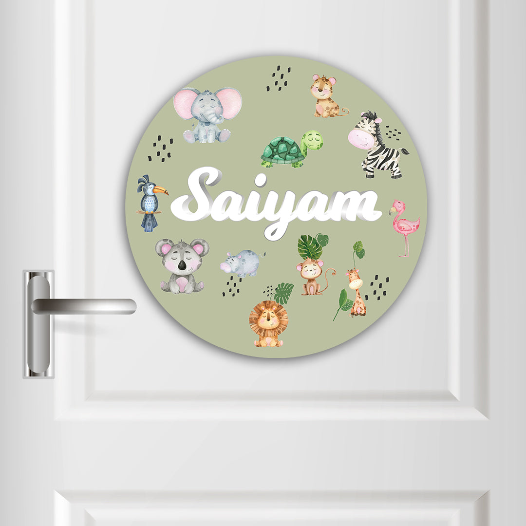 Jungle Friends Name Plate (Round)