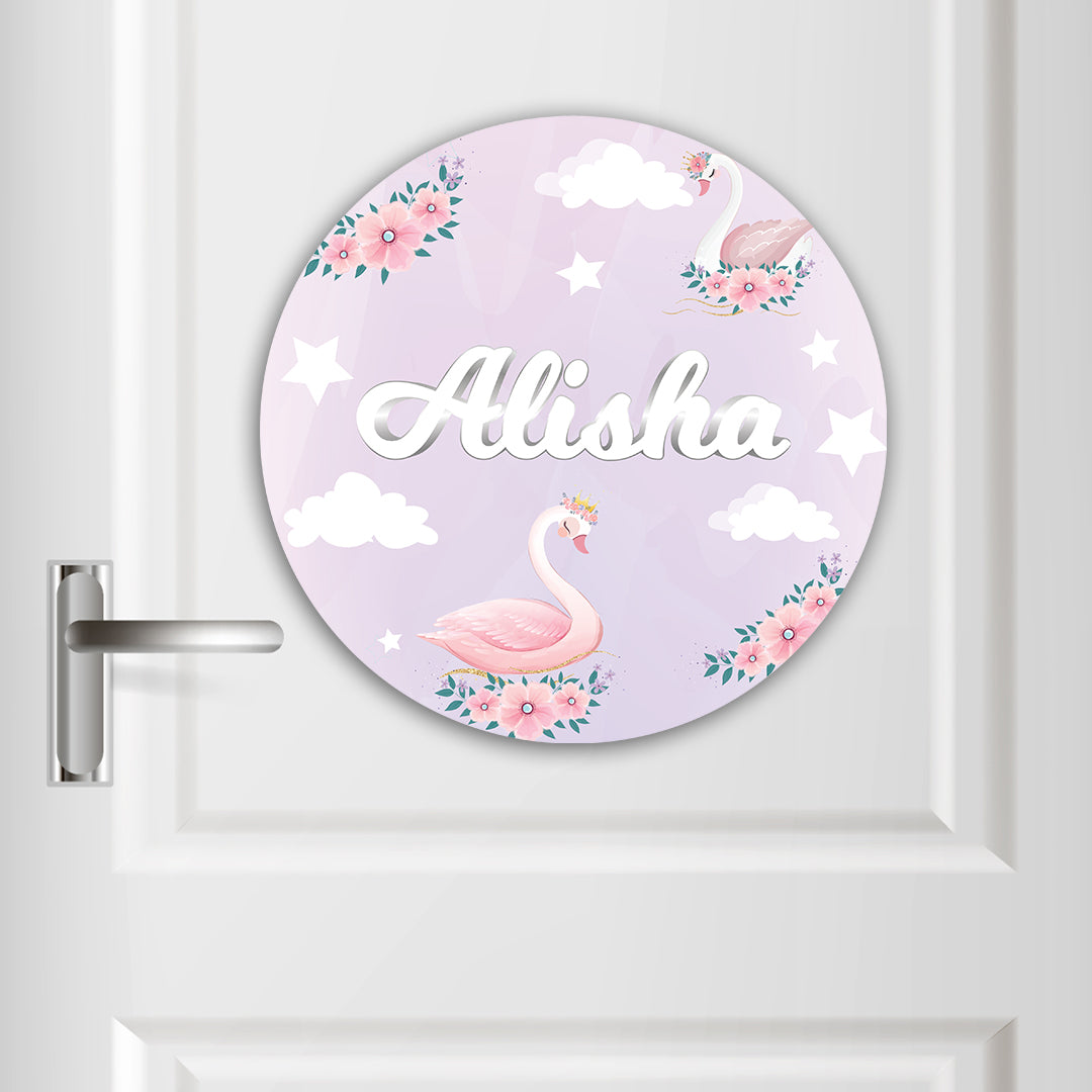 Swan Princess Name Plate (Round)