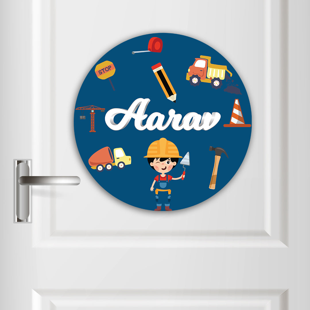 Little Builder Name Plate (Round)