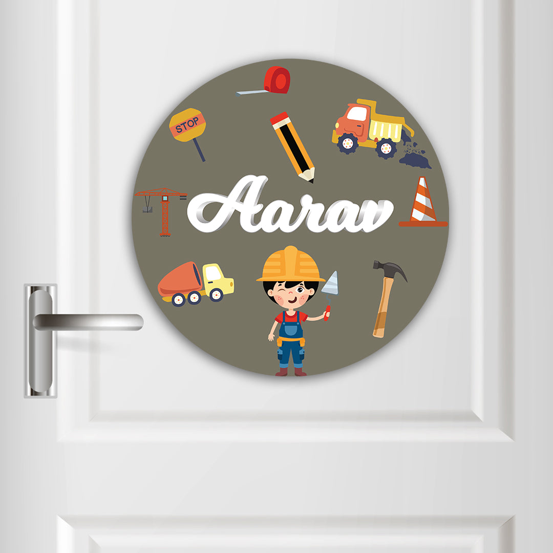 Little Builder Name Plate (Round)