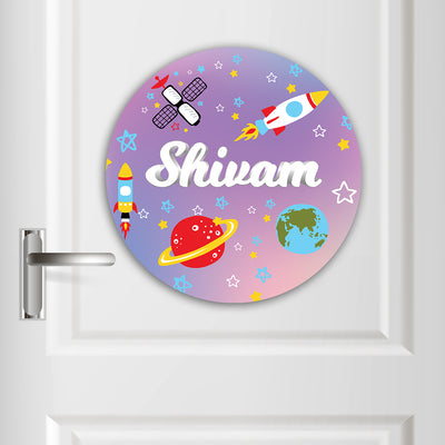 Space Satellites Name Plate (Round)