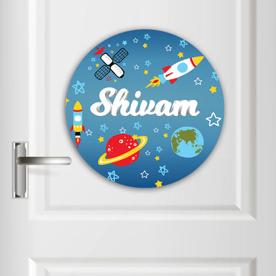 Space Satellites Name Plate (Round)