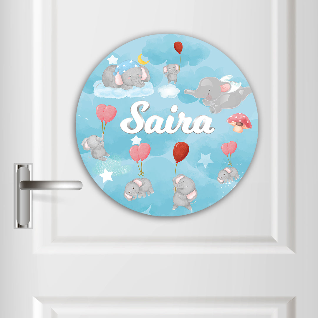 Red Balloon Ellie Name Plate (Round)