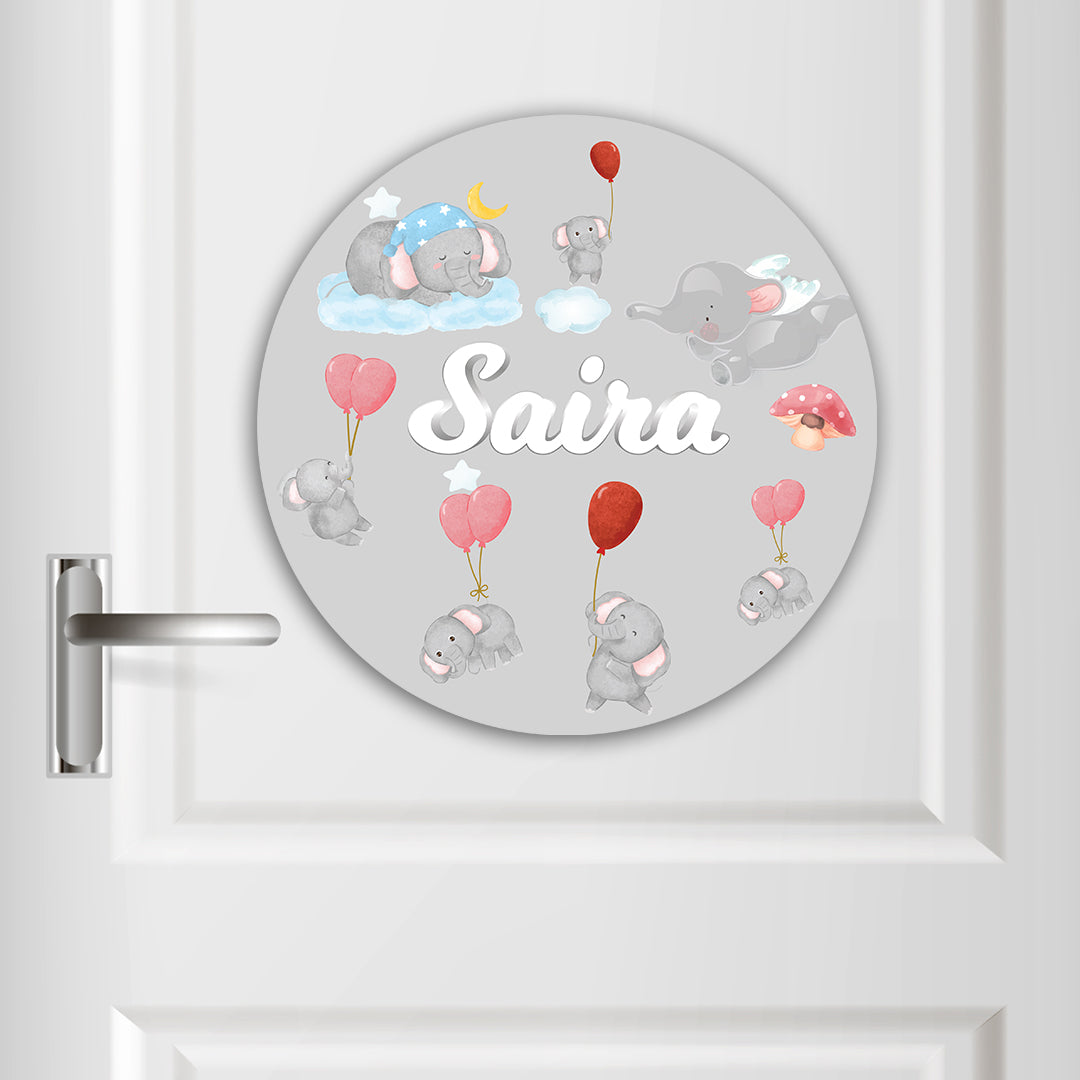 Red Balloon Ellie Name Plate (Round)