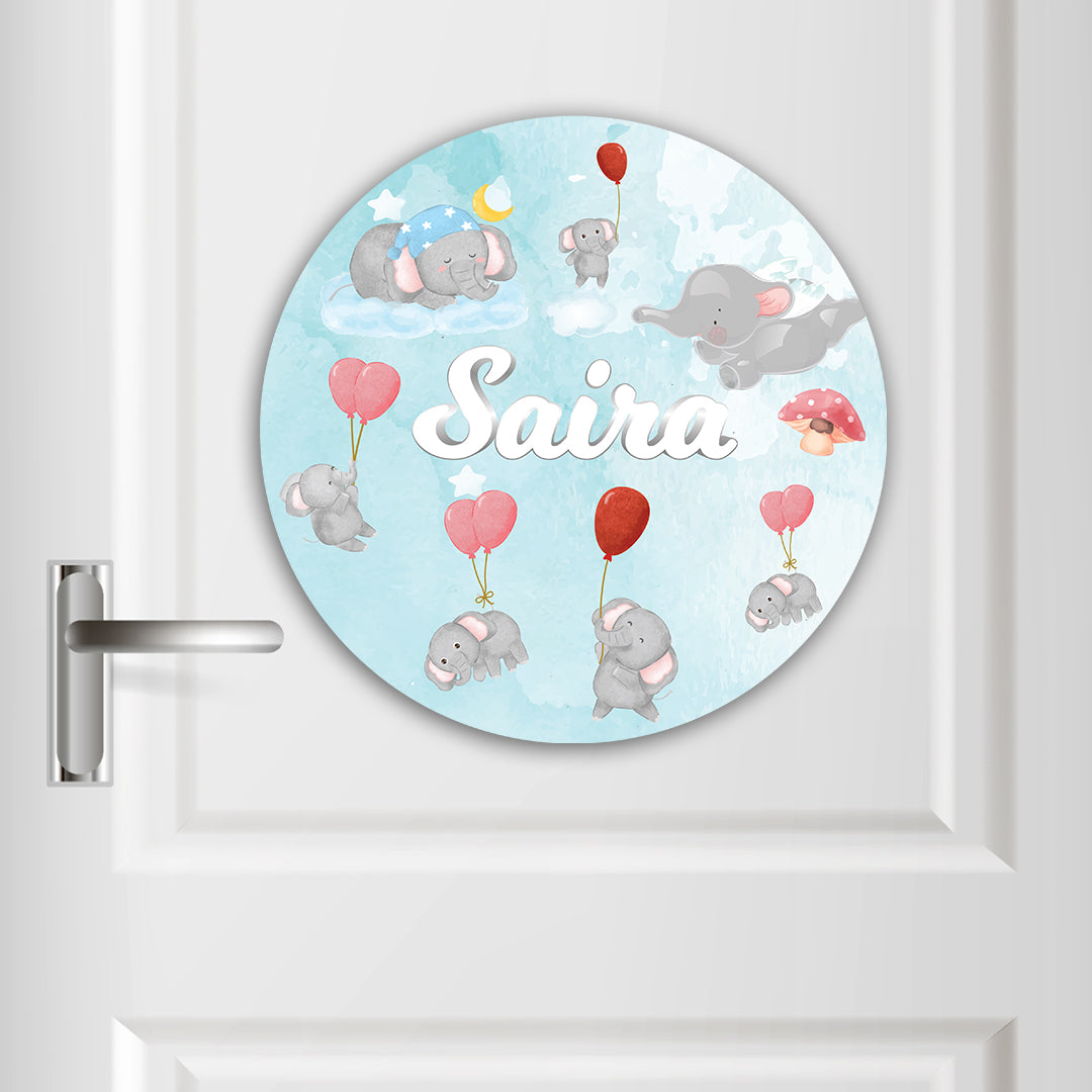 Red Balloon Ellie Name Plate (Round)