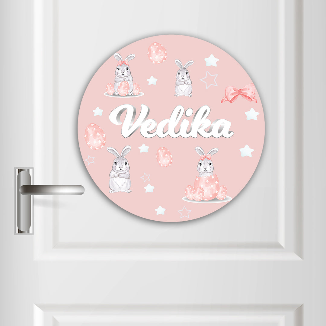 Easter Bunnies Name Plate (Round)