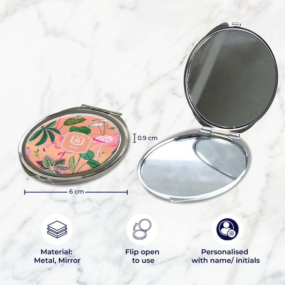 Flamingo Foliage Compact Mirror