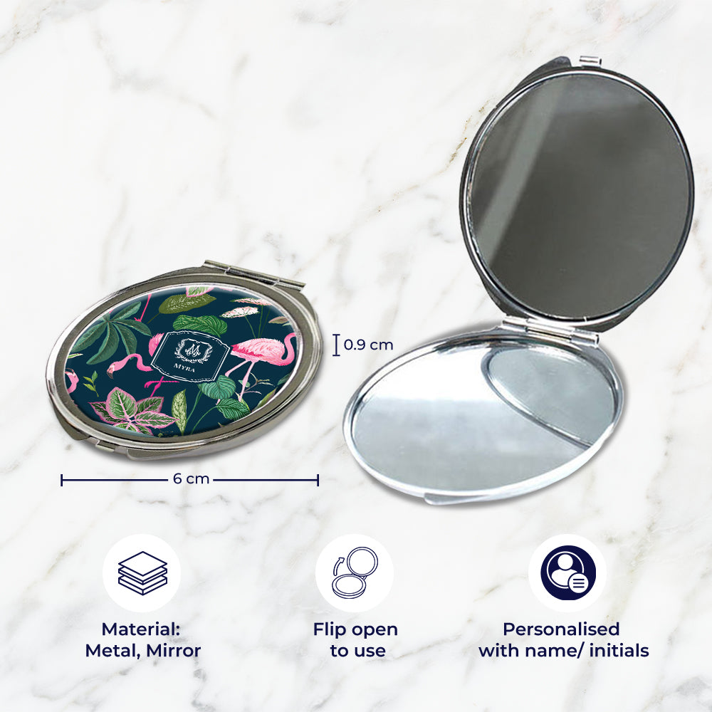 Flamingo Foliage Compact Mirror