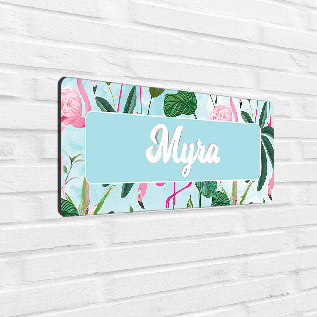 Flamingo Foliage Name Plate - Petite