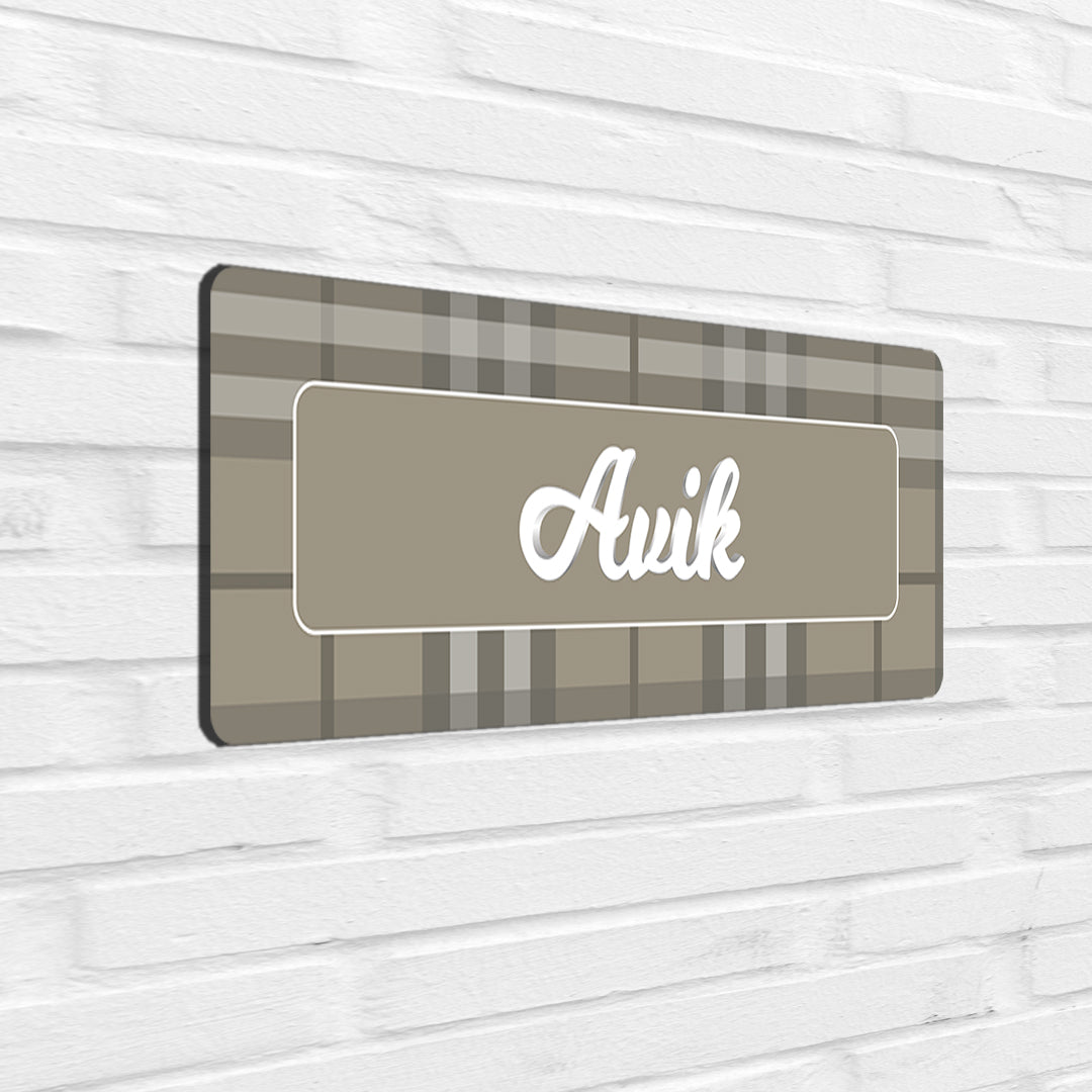 Plaid Name Plate - Petite