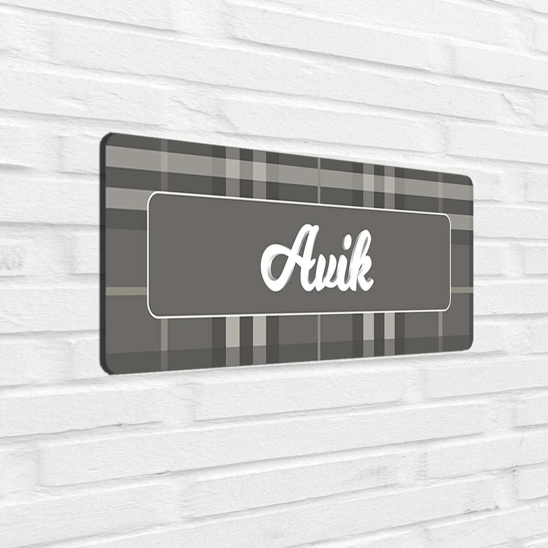 Plaid Name Plate - Petite