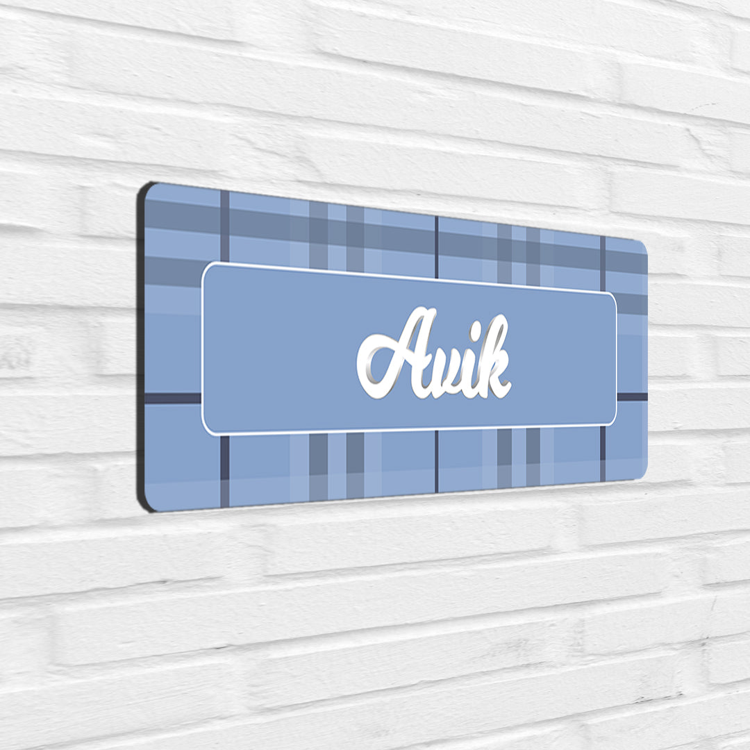 Plaid Name Plate - Petite