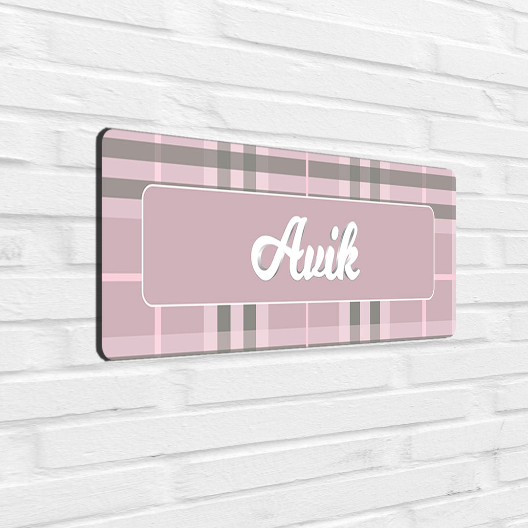 Plaid Name Plate - Petite